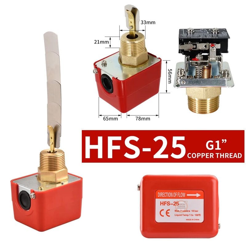 HFS-25 Kürek Tipi Sıvı Akış Kontrol Şalteri-Paddle Flow Switch Pirinç Gövde 15A 250VAC