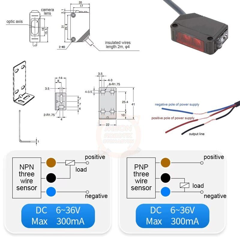 E3Z-D62 Pnp Endüstriyel Fotoelektrik Cisim Sensörü