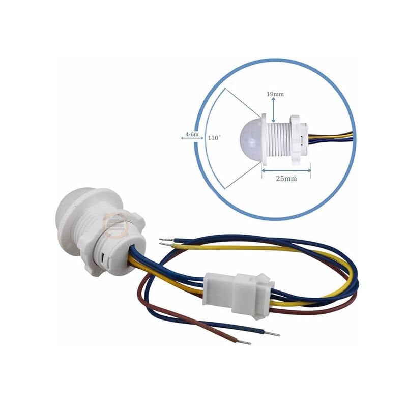 220V Hareket Pır Sensörü - Otomatik Lamba Sensörü 25cm Kablolu