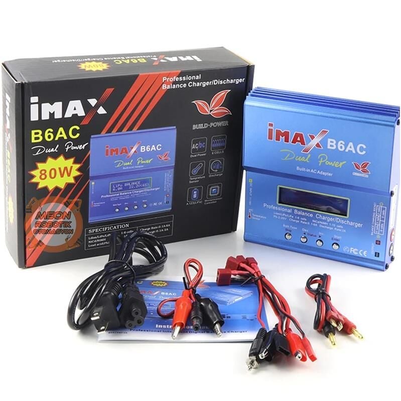 Profesyonel İmax B6AC Dijital Lityum Pil Batarya Şarj Cihazı LCD Ekranlı 80W-Dahili Adaptörlü
