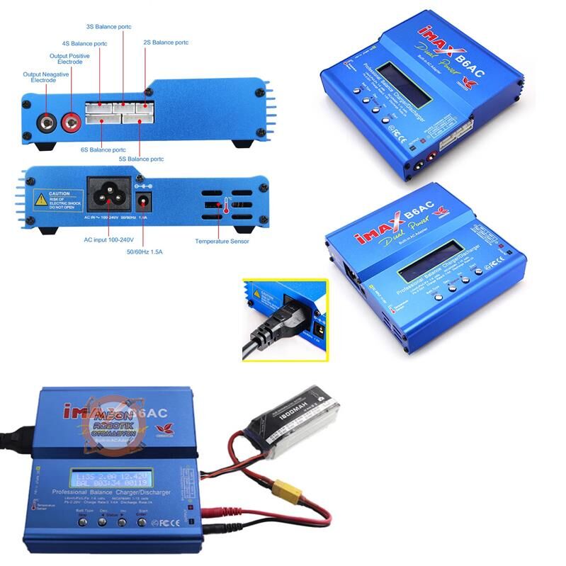 Profesyonel İmax B6AC Dijital Lityum Pil Batarya Şarj Cihazı LCD Ekranlı 80W-Dahili Adaptörlü