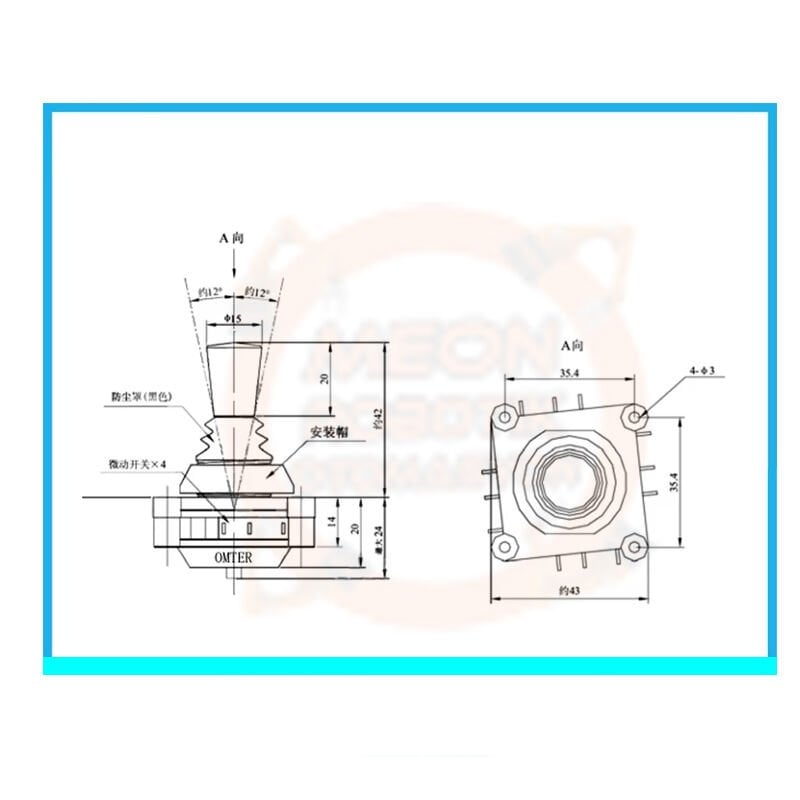 CV4A-YQ-04R2G Endüstriyel Joystick 2 Eksenli 360 derece Merkeze Dönüşlü