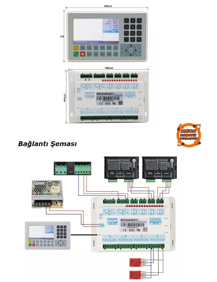 Ruida RDC6445 Cnc CO2 Lazer Kesim Makinası Kontrol Kartı ve Panel Seti