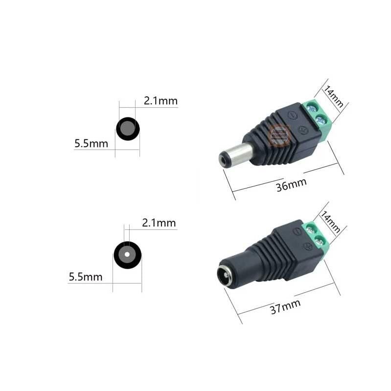 5.5 x 2.1mm Klemensli Jak Dişi Güç Konektörü-Power Dişi Klemens Barrel Plug Jack