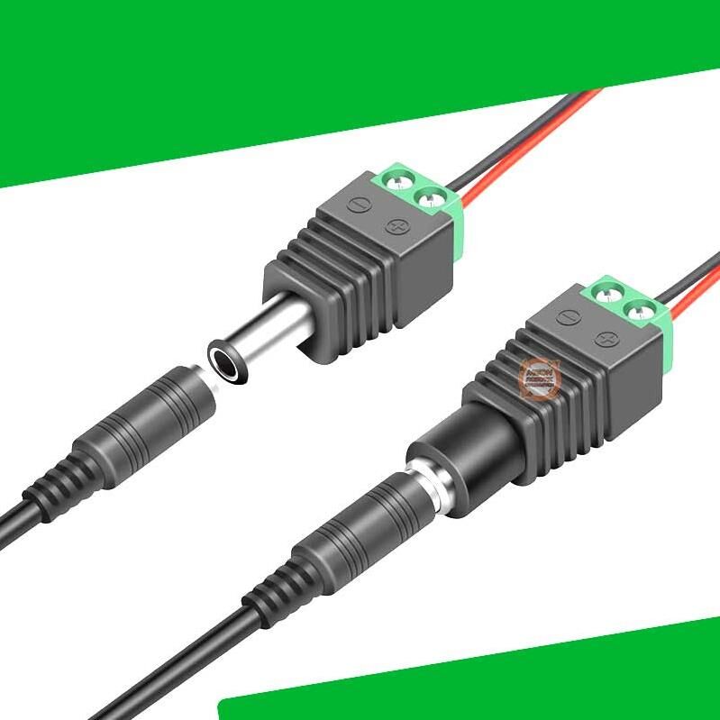 5.5 x 2.1mm Klemensli Jak Erkek Güç Konektörü-Power Erkek Klemens Barrel Plug Jack