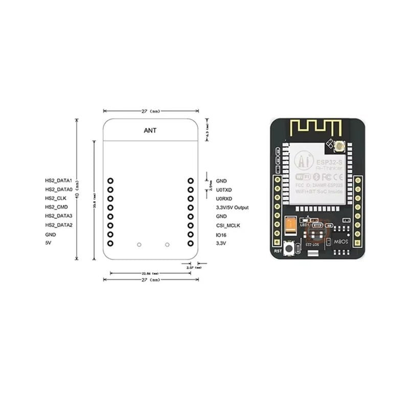 ESP32-CAM WiFi Bluetooth Geliştirme Kartı + OV2640 Kamera Modülü