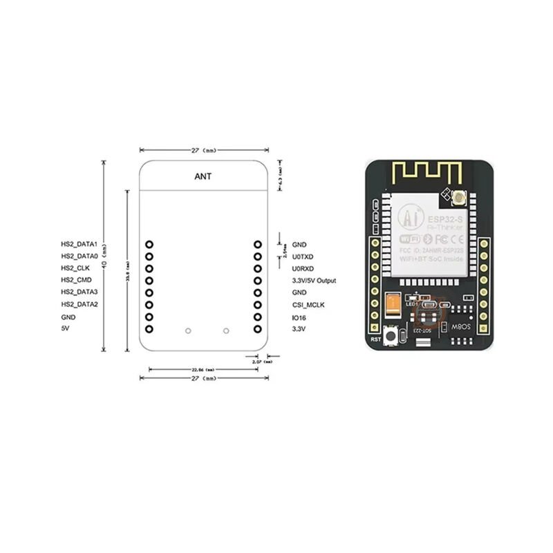 ESP32-CAM WiFi Bluetooth Geliştirme Kartı + OV2640 Kamera Modülü