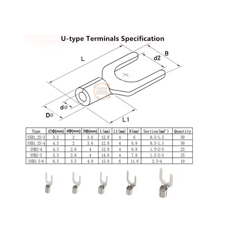 Halka ve Çatal Tip Kutulu İzolesiz Kablo Pabuç Terminali Seti 320 Parça 5 Boy