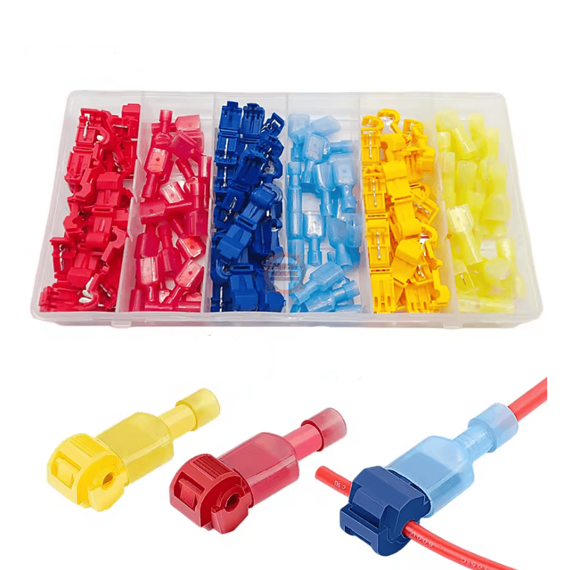 T Tipi Sıkma Hızlı Takılabilir Sıyırmasız Kablo Ekleme Terminali Seti 120 Parça Kutulu