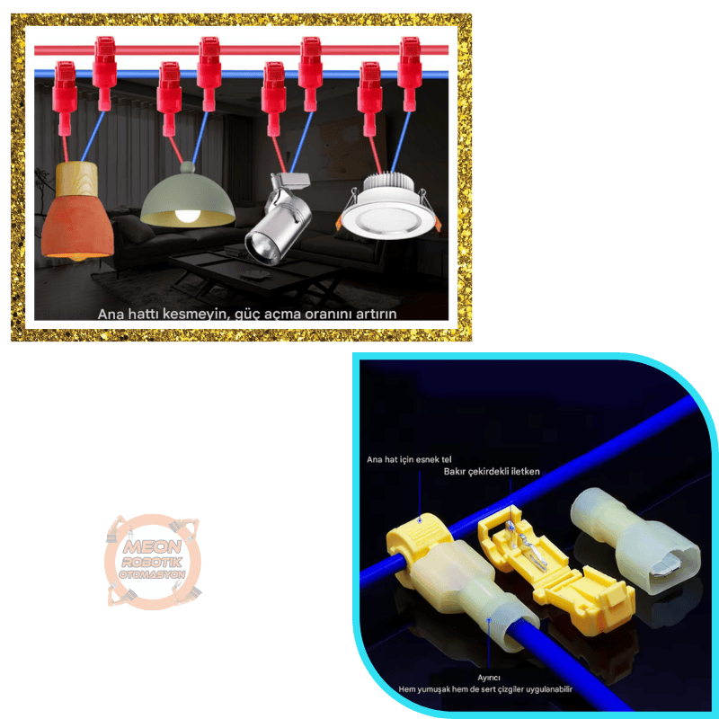 T Tipi Sıkma Hızlı Takılabilir Sıyırmasız Kablo Ekleme Terminali Seti 120 Parça Kutulu