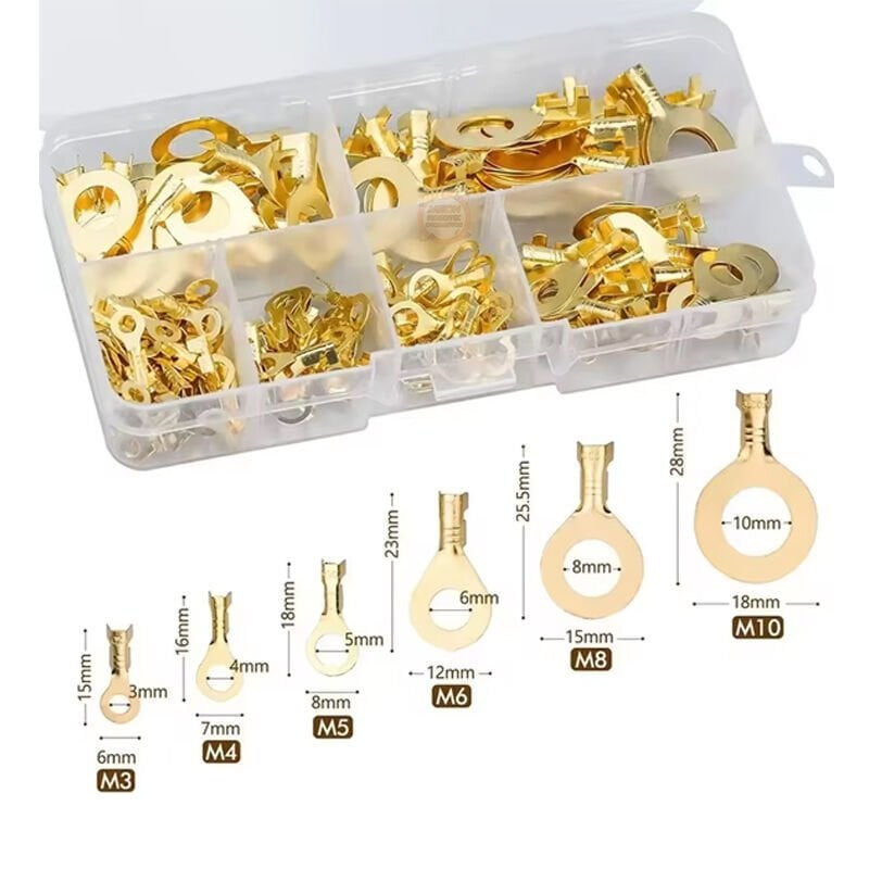 Halka Tip Kablo Papuç Terminali Seti Kutulu 150 Parça M3/M4/M5/M6/M8/M10