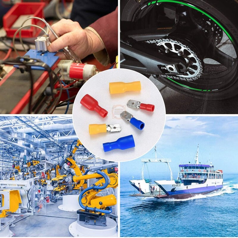 İzoleli Faston Tip Dişi Erkek Kablo Ucu Seti - 3 Boy 3 Renk 200 Parça