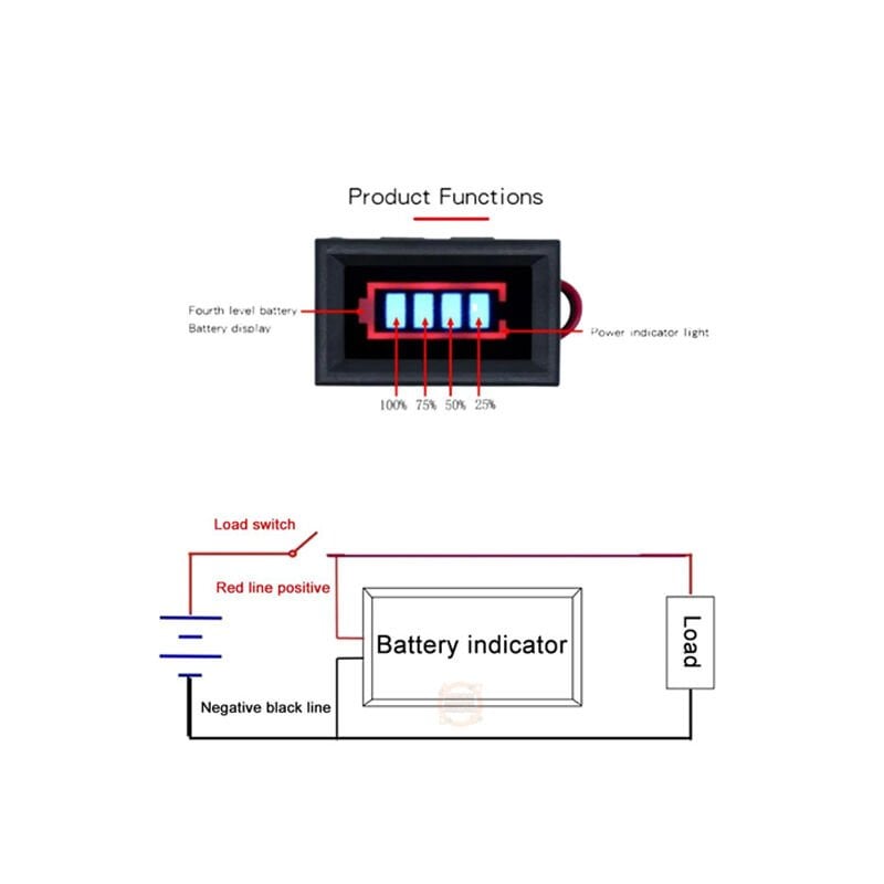 7S 29.4V 18650 Li-Po Lityum Pil Kapasite Göstergesi – Plastik Kasalı LED Seviye Modülü