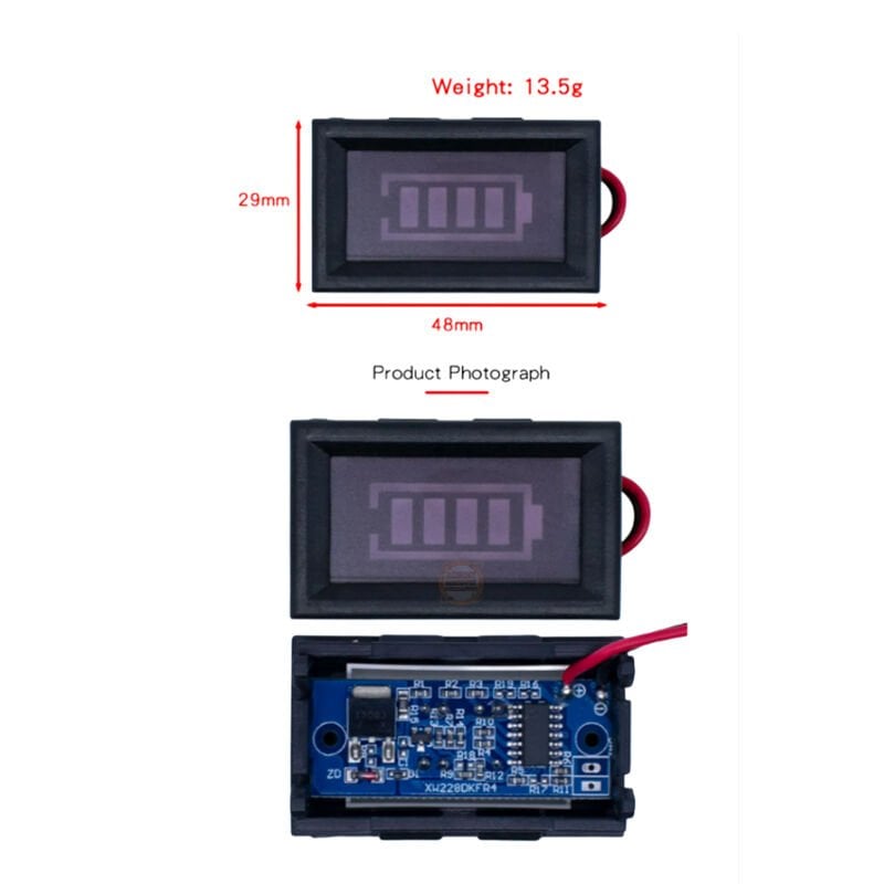 7S 29.4V 18650 Li-Po Lityum Pil Kapasite Göstergesi – Plastik Kasalı LED Seviye Modülü
