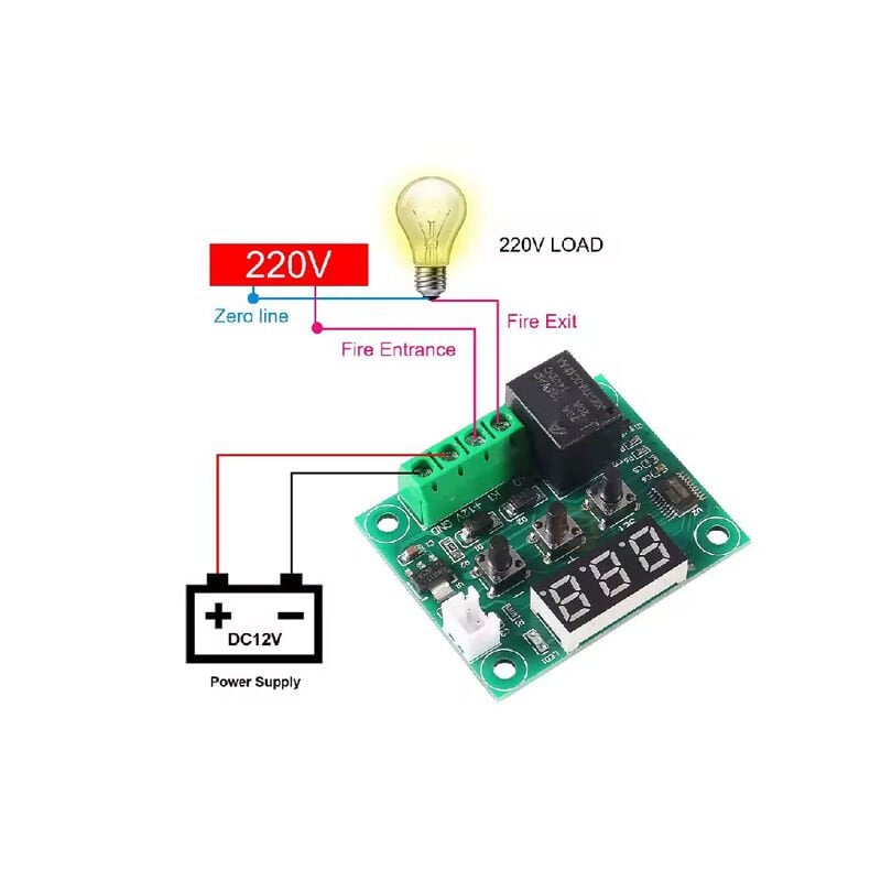 W1209 Dijital Termostat Modülü – 12V Sıcaklık Kontrol Cihazı | Kuluçka, Akvaryum, Isıtma–Soğutma