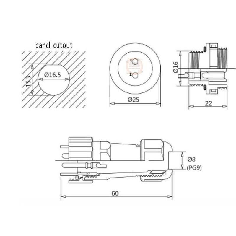 SD16 6 Pin 16mm Su Geçirmez Konnektör Takımı- IP68 Su Geçirmez Konnektör