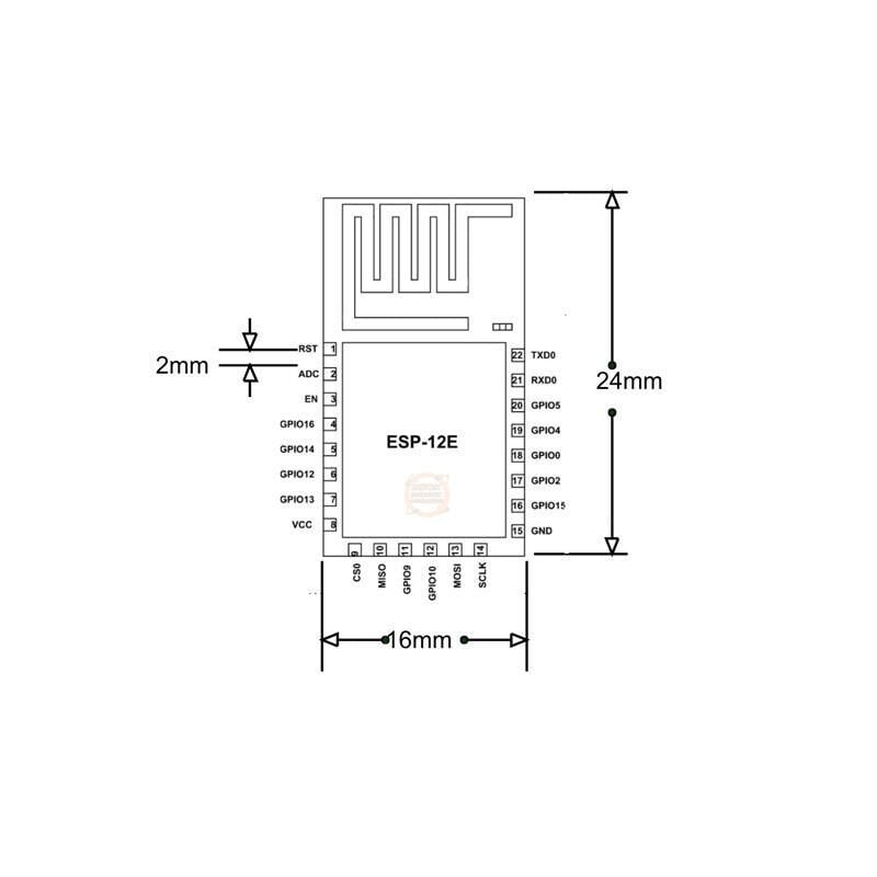 Esp-12E Esp8266 4Mbit Flash Seri Wifi Modülü
