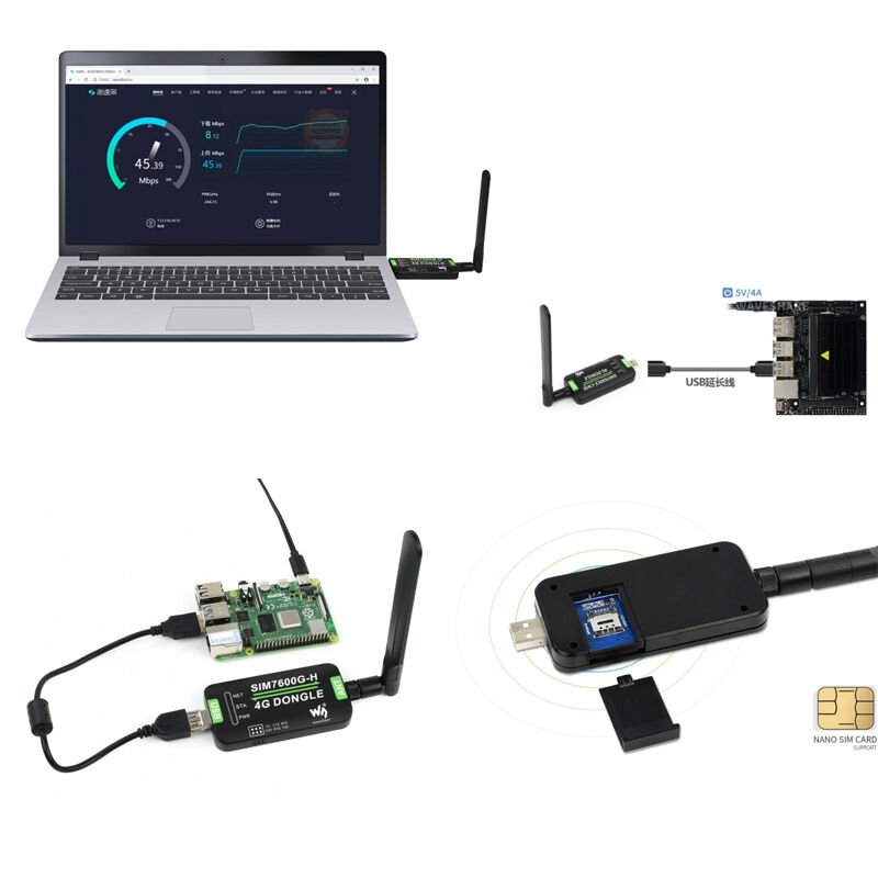 SIM7600G H 4G Dongle LTE USB 4G Dongle Modülü, Adaptörü, USB UART Arayüz İletişimi, Destek 2G 3G 4G 50Mbps Uplink 150Mbps Downlink
