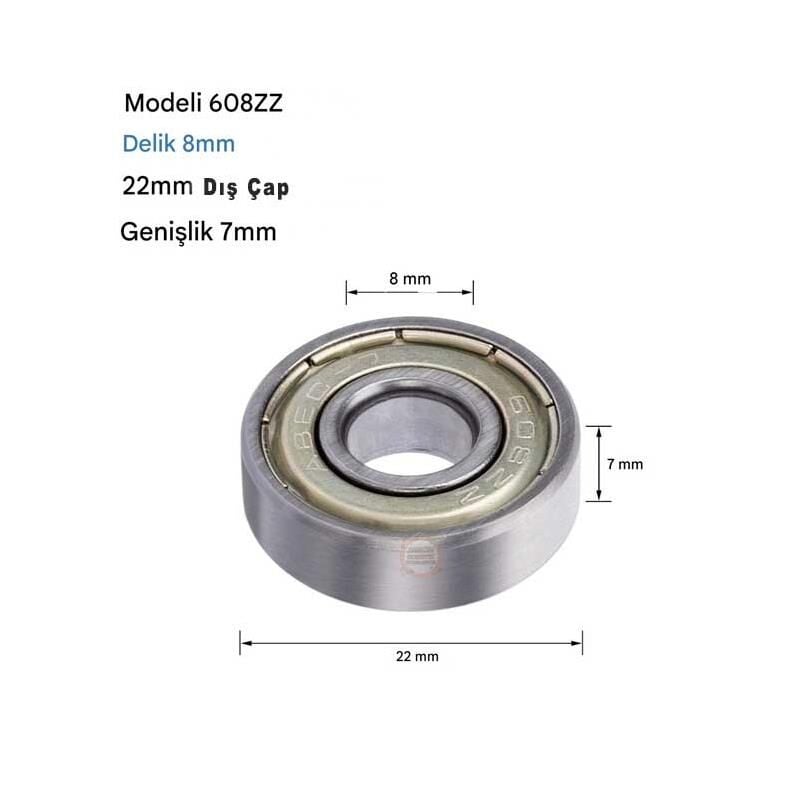 608 Zz Minyatür Rulman 8x22x7