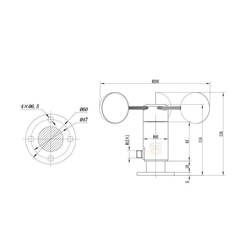 Rüzgar Hızı Sensörü RS485 Anemometre