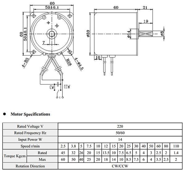 60kytz 5 Rpm Redüktörlü Ac Motor