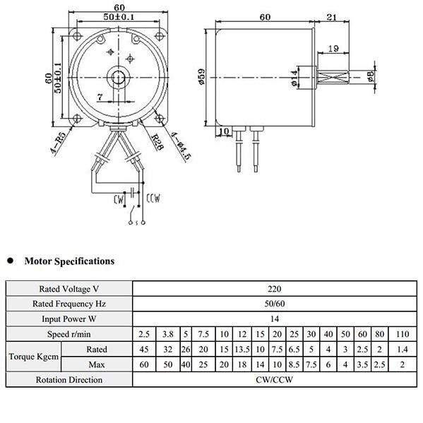 60kytz 5 Rpm Redüktörlü Ac Motor