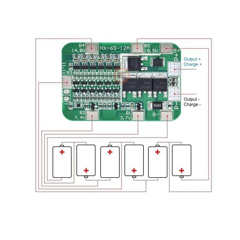 6S 12A BMS 25.5V 18650 Lityum Pil Şarj Koruma Devresi