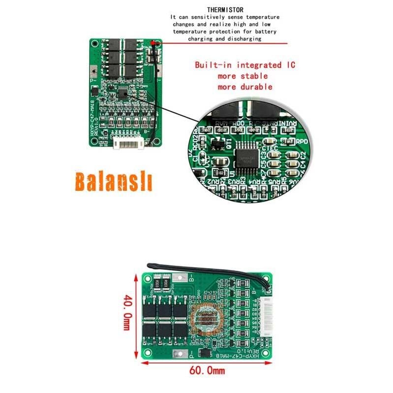 6S 20A Bms 25.2V 18650 Lityum Balans Koruma Devresi -Termistörlü