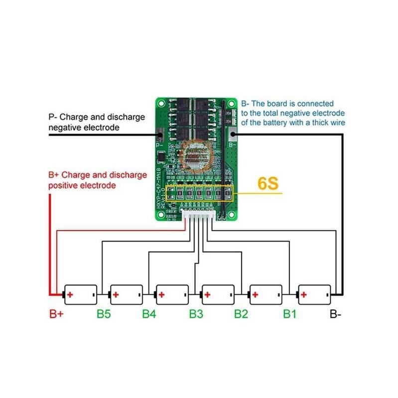 6S 20A Bms 25.2V 18650 Lityum Balans Koruma Devresi -Termistörlü