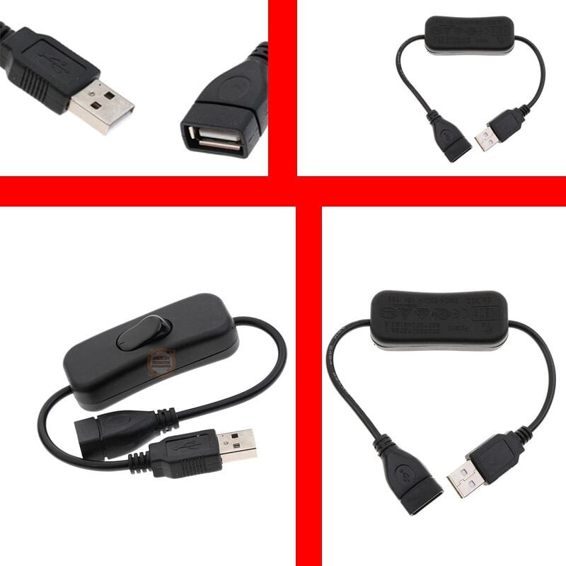 On/Off Anahtarlı USB Uzatma Kablosu Anahtarı Güç Kontrolü LED Için Geçiş-(Dişi-Erkek)
