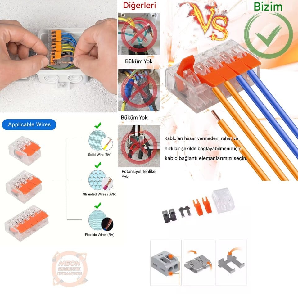 80 Parça 4 Çeşit Tırnaklı Klemens Hızlı Bağlantı Terminali Buat Seti-WAGO Tipi | 80 Adet Profesyonel Usta Seti | 32A – 450V