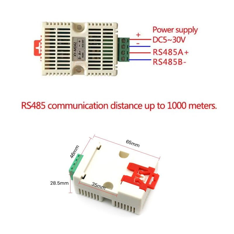 XY-MD02 RS485 Sıcaklık Nem Transmitteri Modbus-TRU SHT20