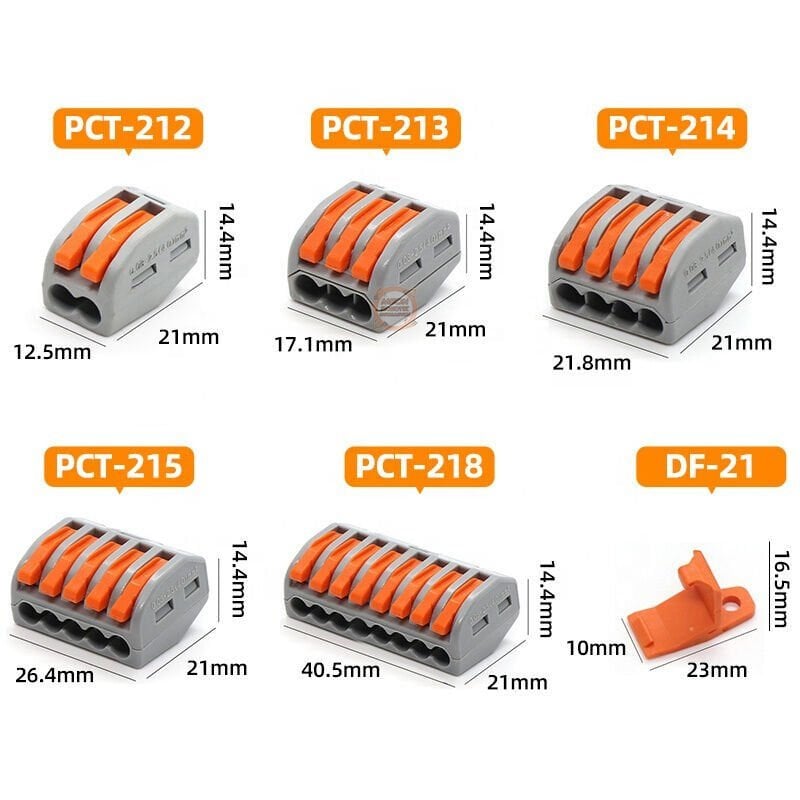 PCT-212 Hızlı Bağlantı Klemensi 2 Pin | Mandallı Vidasız Buat Terminali 32A