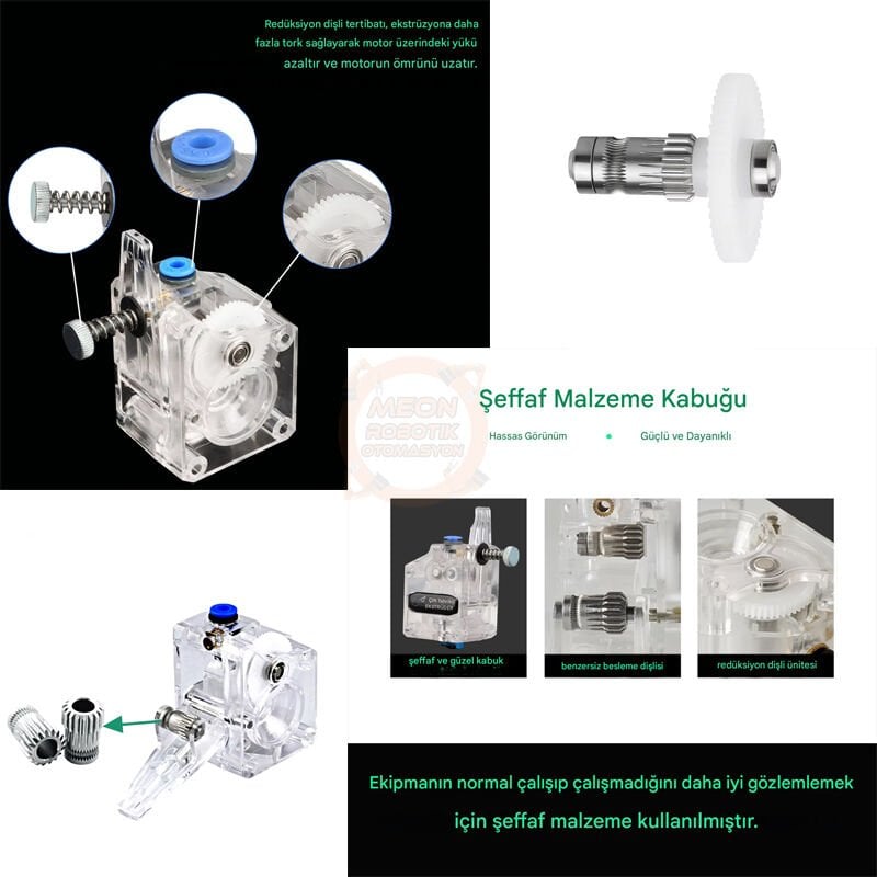 3D Yazıcı BMG Extruder Seti-Çift Mekanizmalı 1.75mm Filament CR10 Blu-3 MK8 Reprap