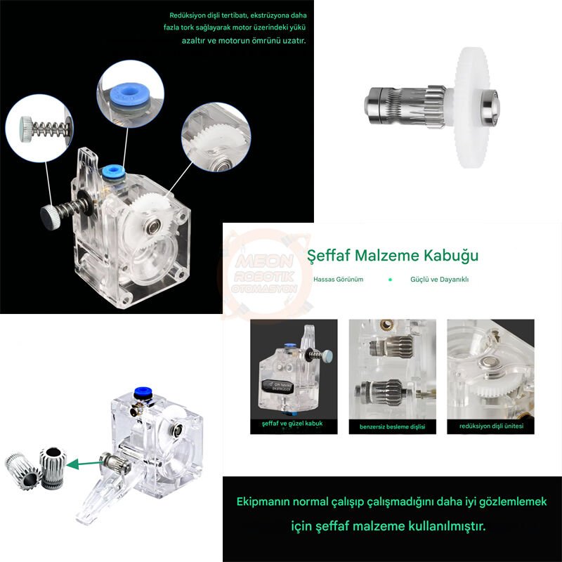 3D Yazıcı BMG Extruder Seti-Çift Mekanizmalı 1.75mm Filament CR10 Blu-3 MK8 Reprap