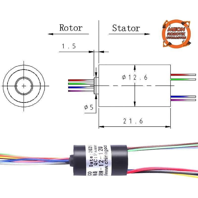 Slip Ring - Kayar Bilezik Çap 12mm 12 Kanal 2A