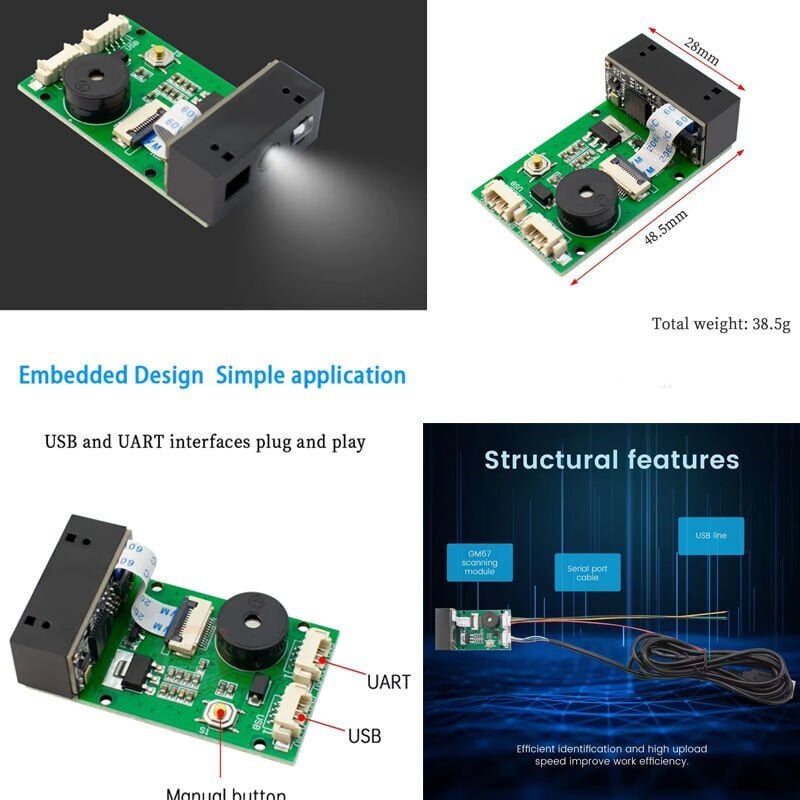 GM67 1D/2D USB UART Barkod Tarayıcı Modül Okuyucu QR Kod Tarayıcı