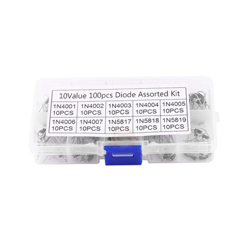 100 Parça 10 Çeşit Diyot Seti  DO-41 Kılıf Kutulu | 1N4001 – 1N5819