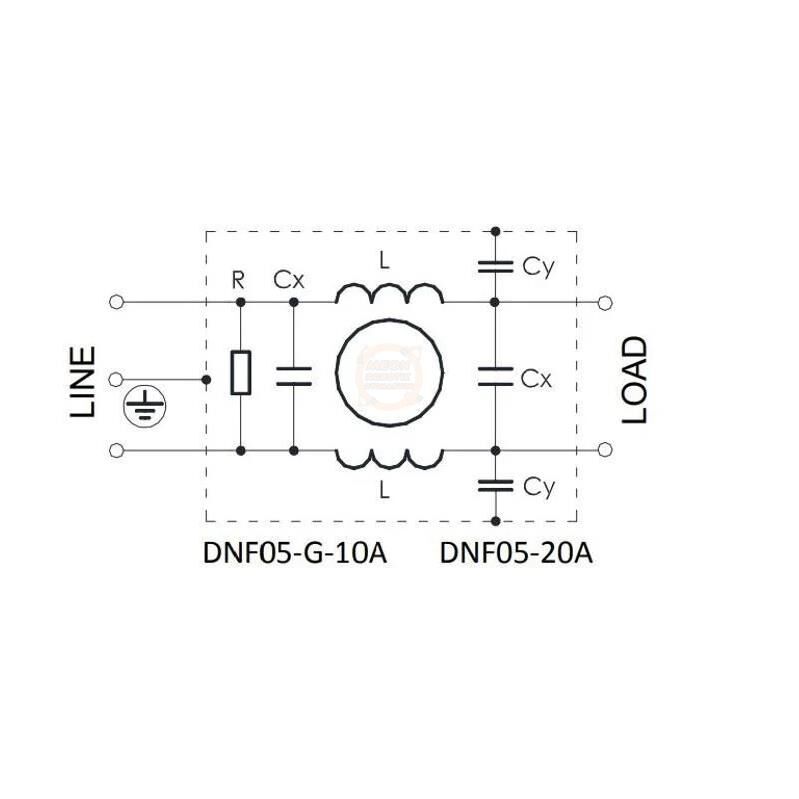 Aerodev DNF05-G-20 Amper Monofaze Şebeke EMI Filtre 250v AC