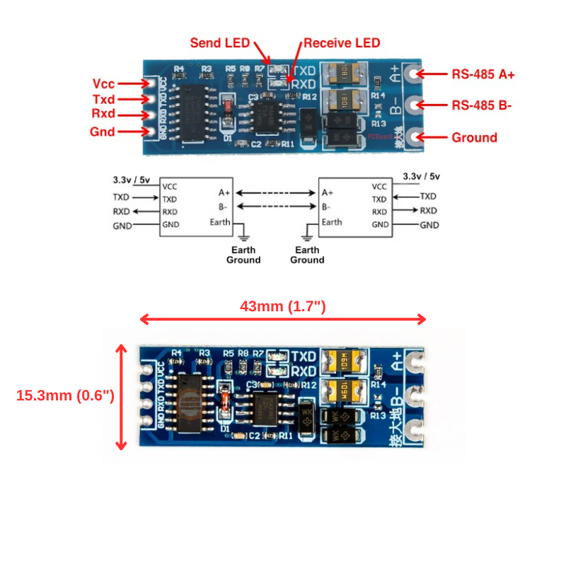 RS485 – TTL UART Dönüştürücü Modül