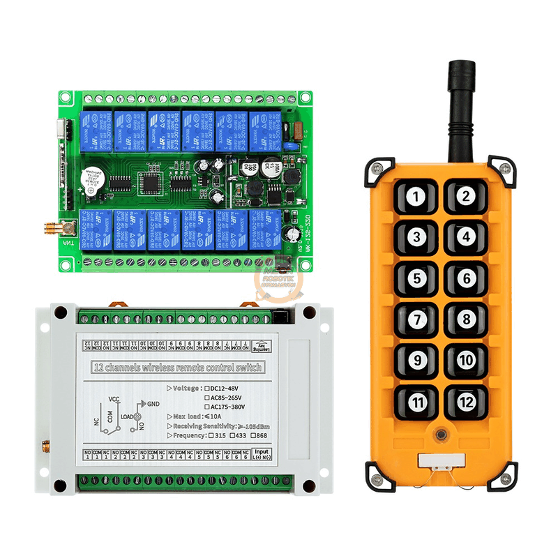 433 MHz Kablosuz Röle Kiti 12 Tuşlu | 500m Menzil | RF Uzaktan Kumanda