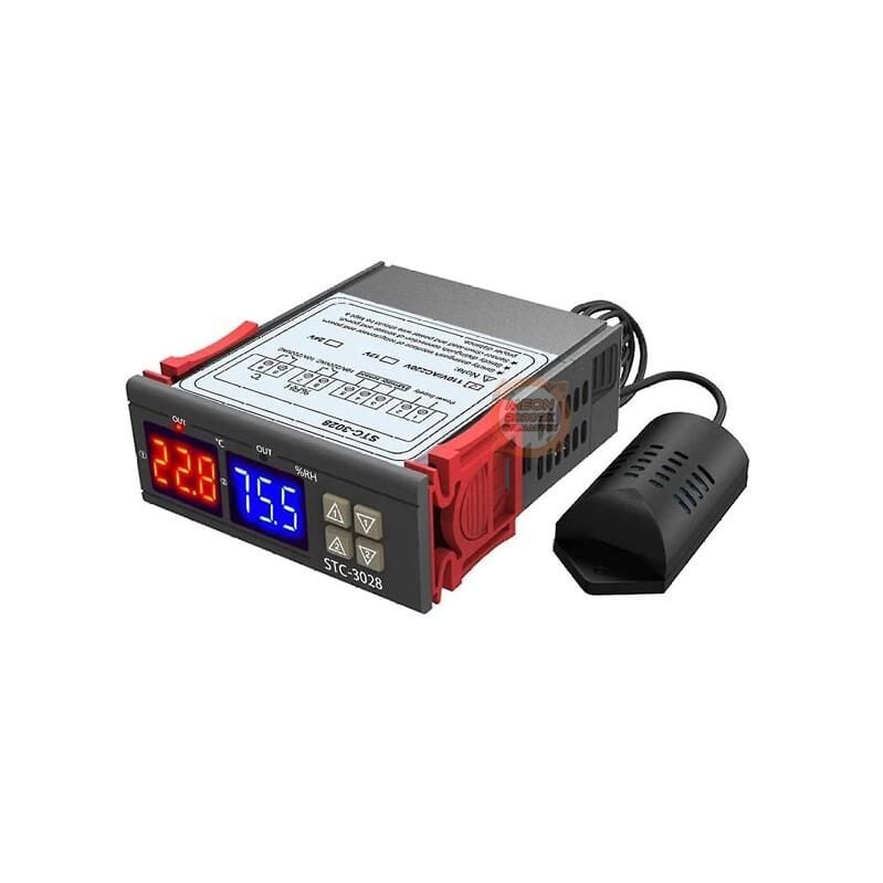 STC-3028 220V Problu Çift Ekran Dijital Termostat Sıcaklık Nem Kontrol Cihazı