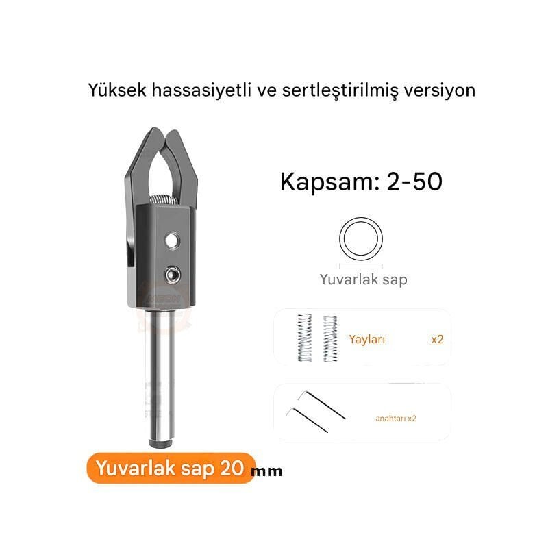 CNC Torna Otomatik Parça Çektirme Aparatı – Düz Saplı Bar Çektirme (Ø20mm Sap / 2–50mm Aralık)