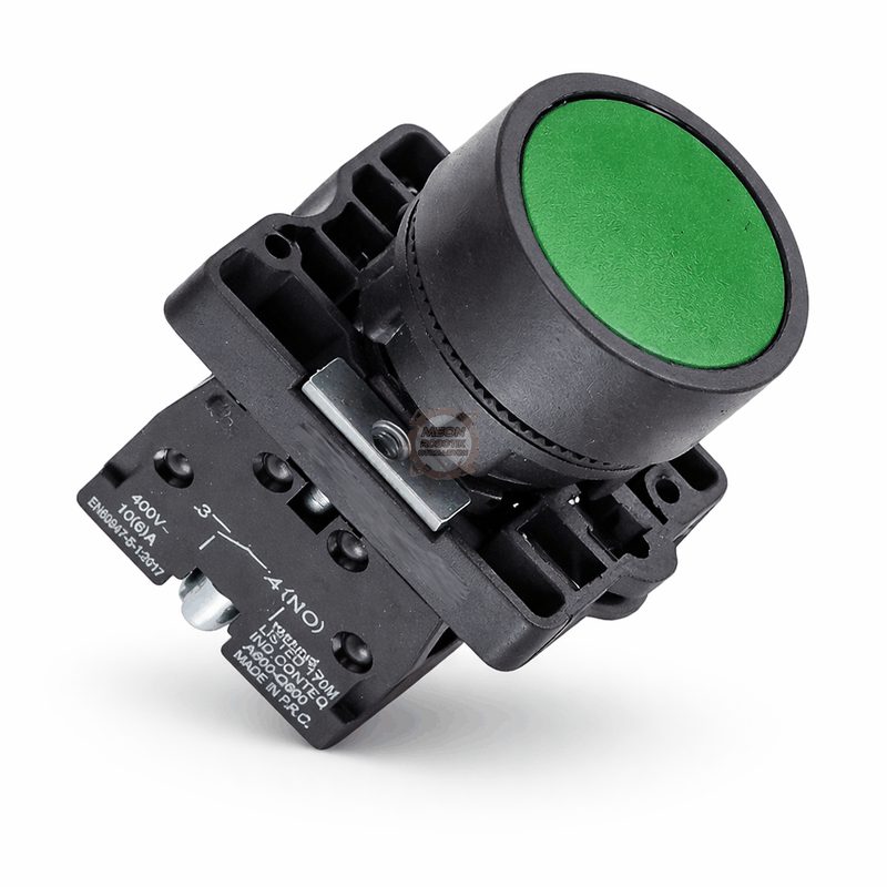 22mm Yeşil Yaylı Buton | Normalde Açık (NO) – Endüstriyel Switch - LAY5-EA31