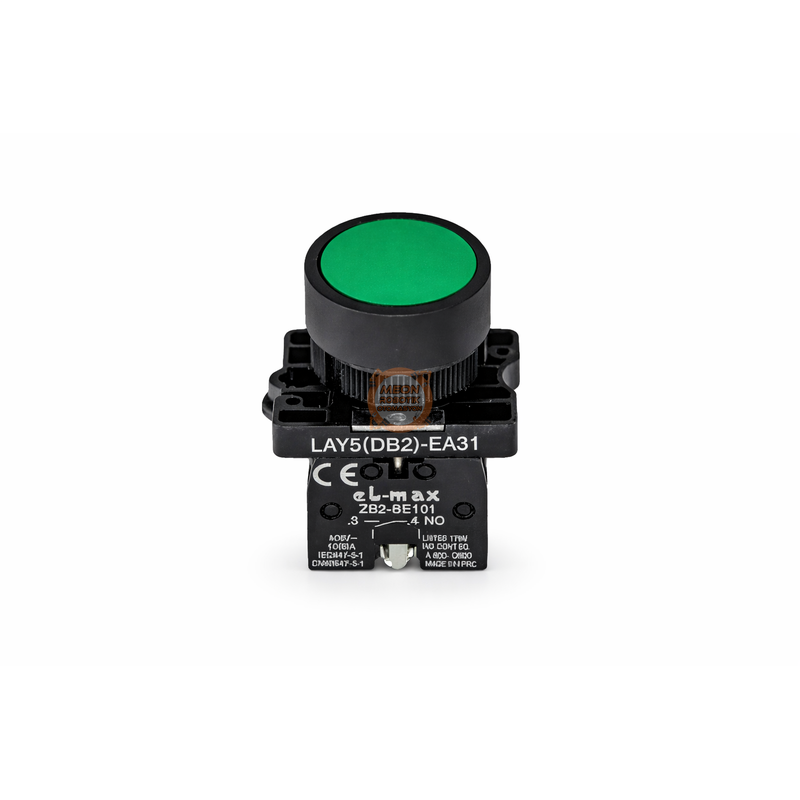 22mm Yeşil Yaylı Buton | Normalde Açık (NO) – Endüstriyel Switch - LAY5-EA31