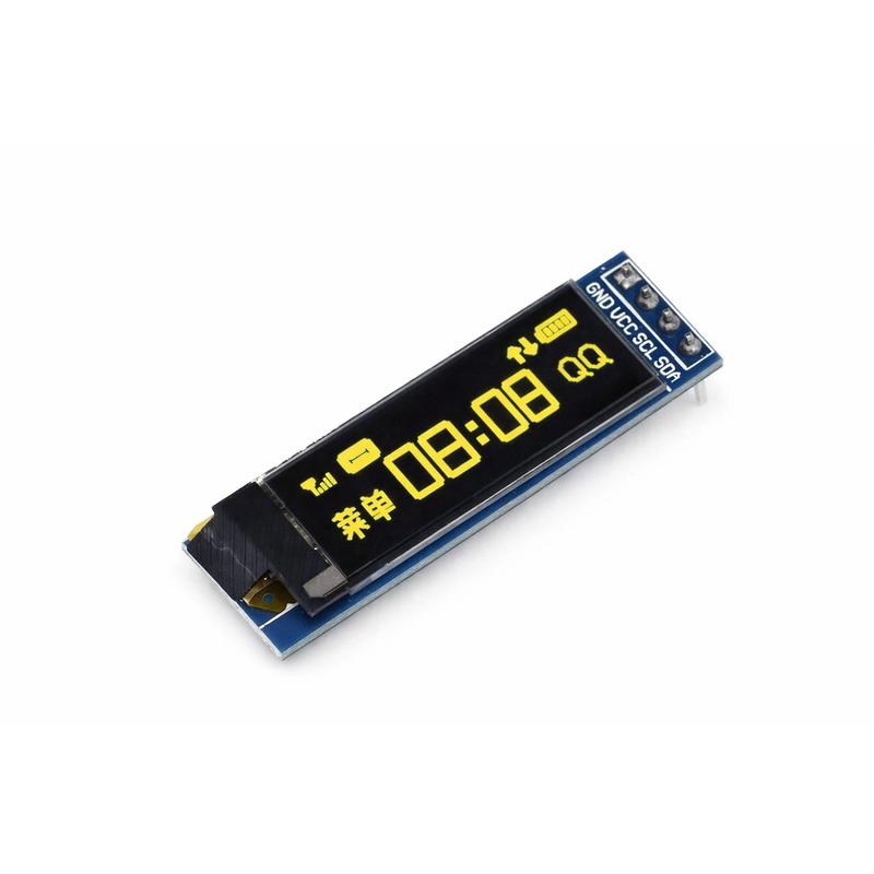 0.91 İnç OLED Ekran Modülü 128x32 SSD1306 I2C Sarı – Arduino & Raspberry Pi Uyumlu