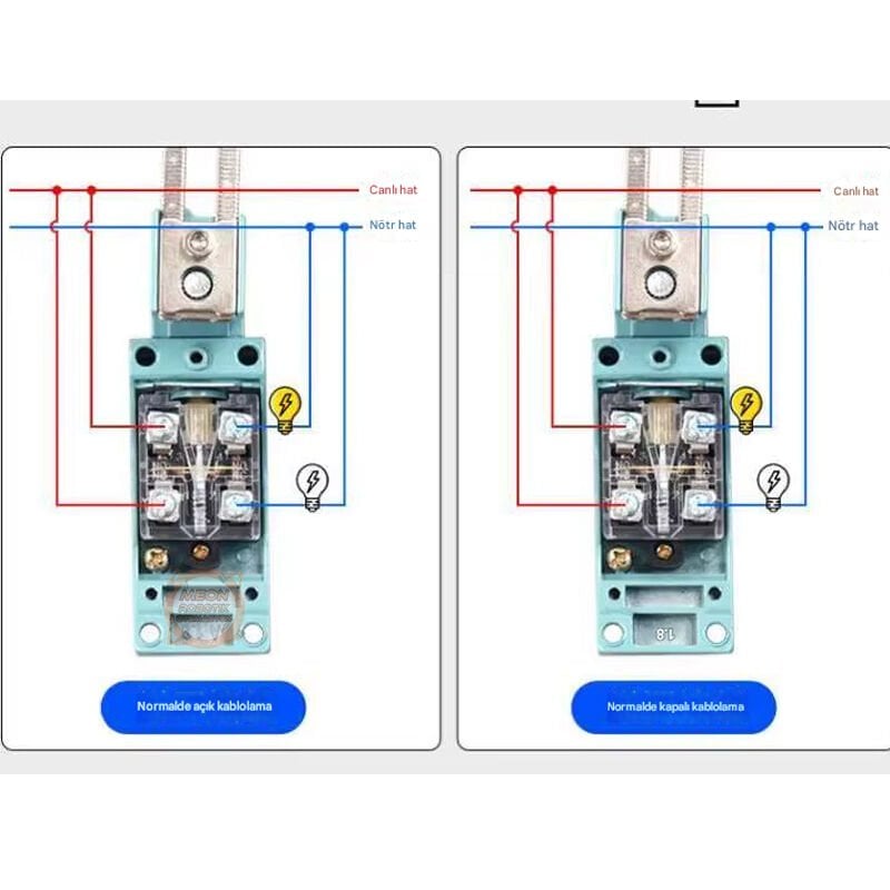 ME-8108 Ayarlanabilir Kollu Makaralı Limit Switch (2NC + 2NO) – IP65 5A 250VAC