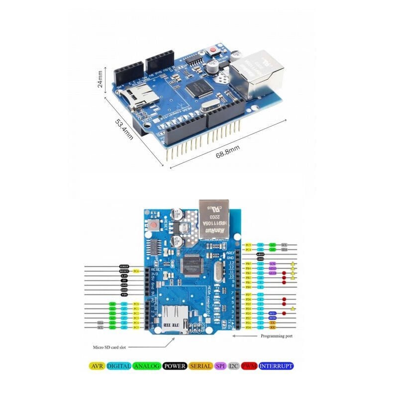 Arduino Ethernet Shield (Wiznet W5100) – RJ45 LAN