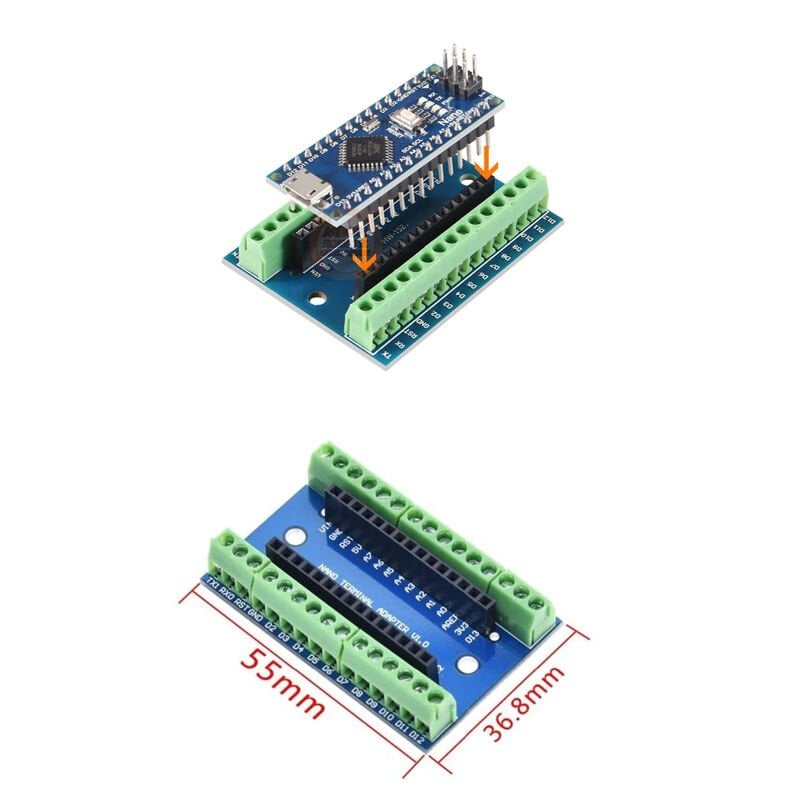 Arduino Nano Klemens Shield – Vidalı Terminal Adaptör (Lehim Gerektirmez)