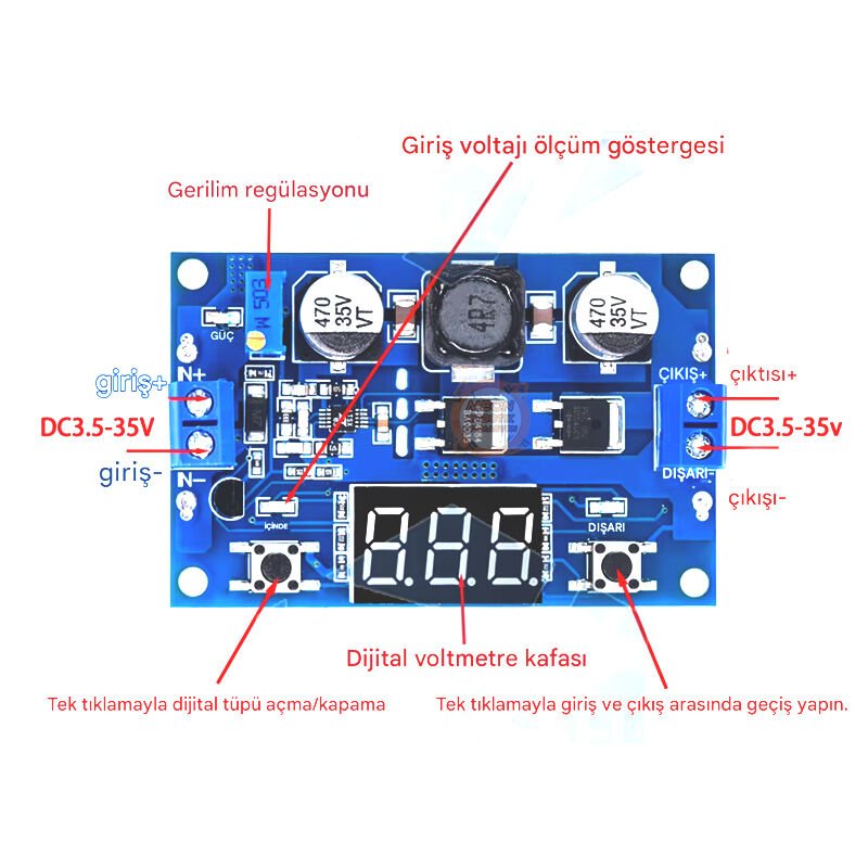 LTC1871 Step Up Voltaj Regülatör Kartı 3.5-30V 10A Ayarlanabilir DC-DC Yükseltici Modül